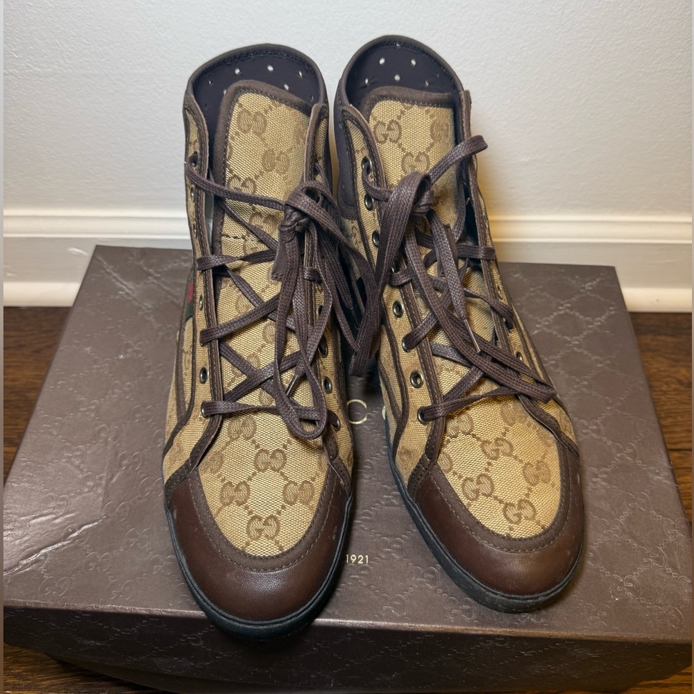 Gucci Men's Brown High-Top Sneakers - Picture 3 of 9